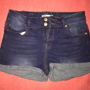 Dark denim high waisted shorts